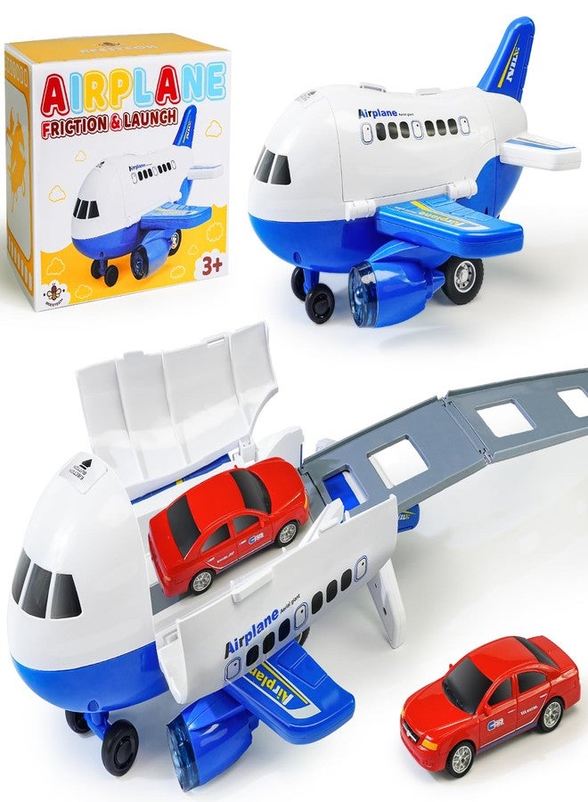 Beestech Airplane Toys with Runway and Car, Friction Powered Launcher Plane Toys for Boys Girls Kids Toddlers 3 4 5 6 Year Olds, Birthday Gifts (Blue) - Image 1